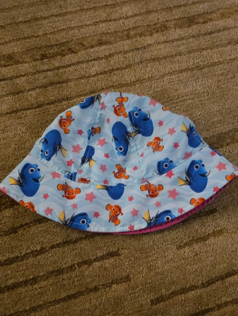 Pixar Disney Toddler Bucket Hat with Finding Dory  Blue & Pink Fish Characters